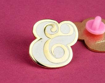 Pin de solapa de esmalte de brillo blanco y glampersand