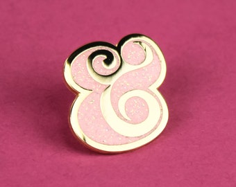 Glampersand Pink Glitter Enamel Lapel Pin