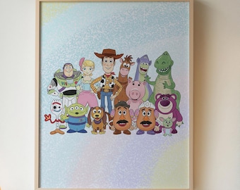 Impression d'art personnage aquarelle Toy Story, décoration de chambre d'enfant, oeuvre d'art pour chambre d'enfant