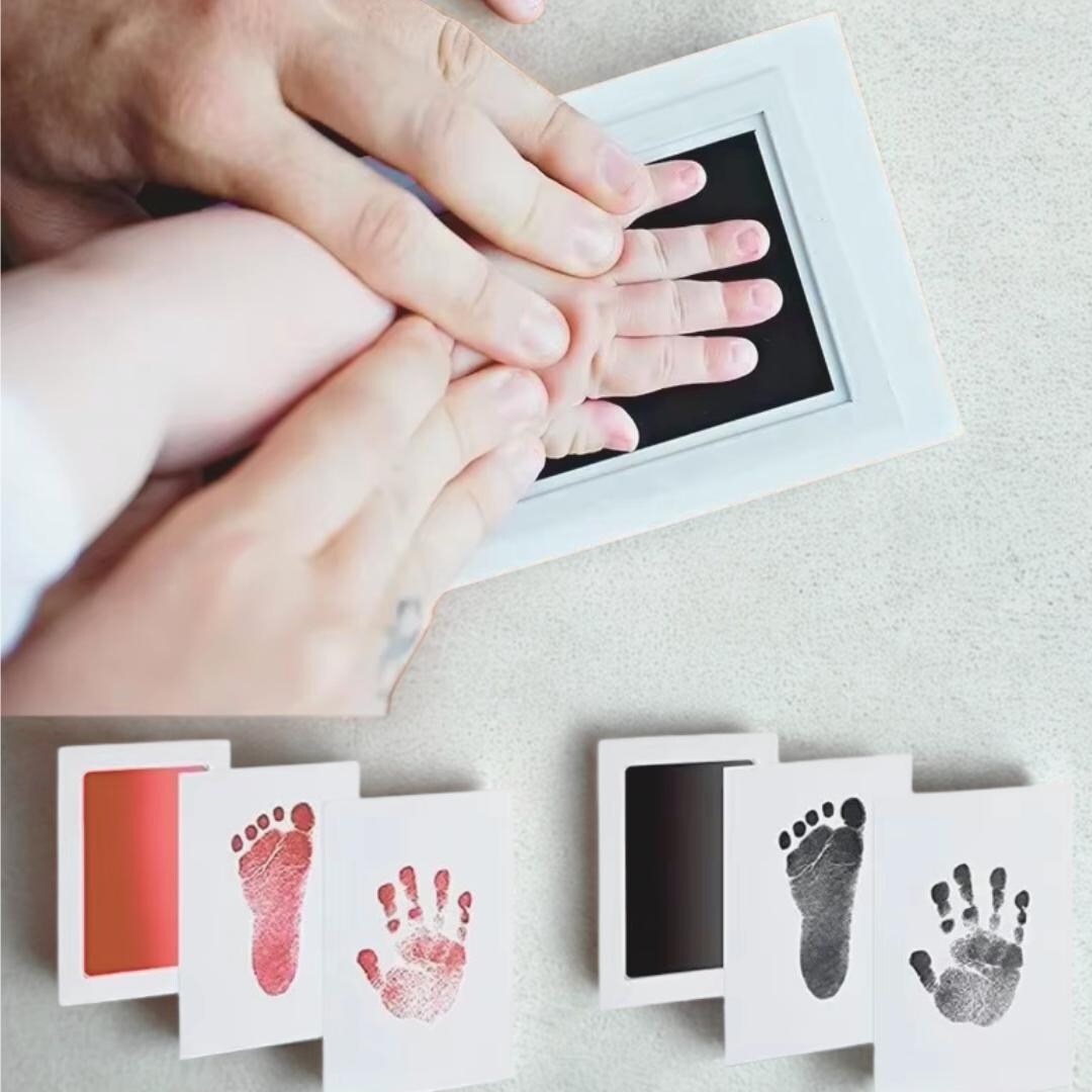 Newborn Baby Handprint Footprint Kit, Safe Ink Pads & Photo Frame, Baby ...