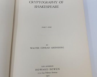 Crittografia firmata di Shakespeare del 1922 – Arensberg – Rara prima edizione
