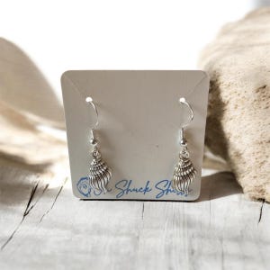 925 Sterling Silver Plated Dangle Droop Conch Shell Earrings