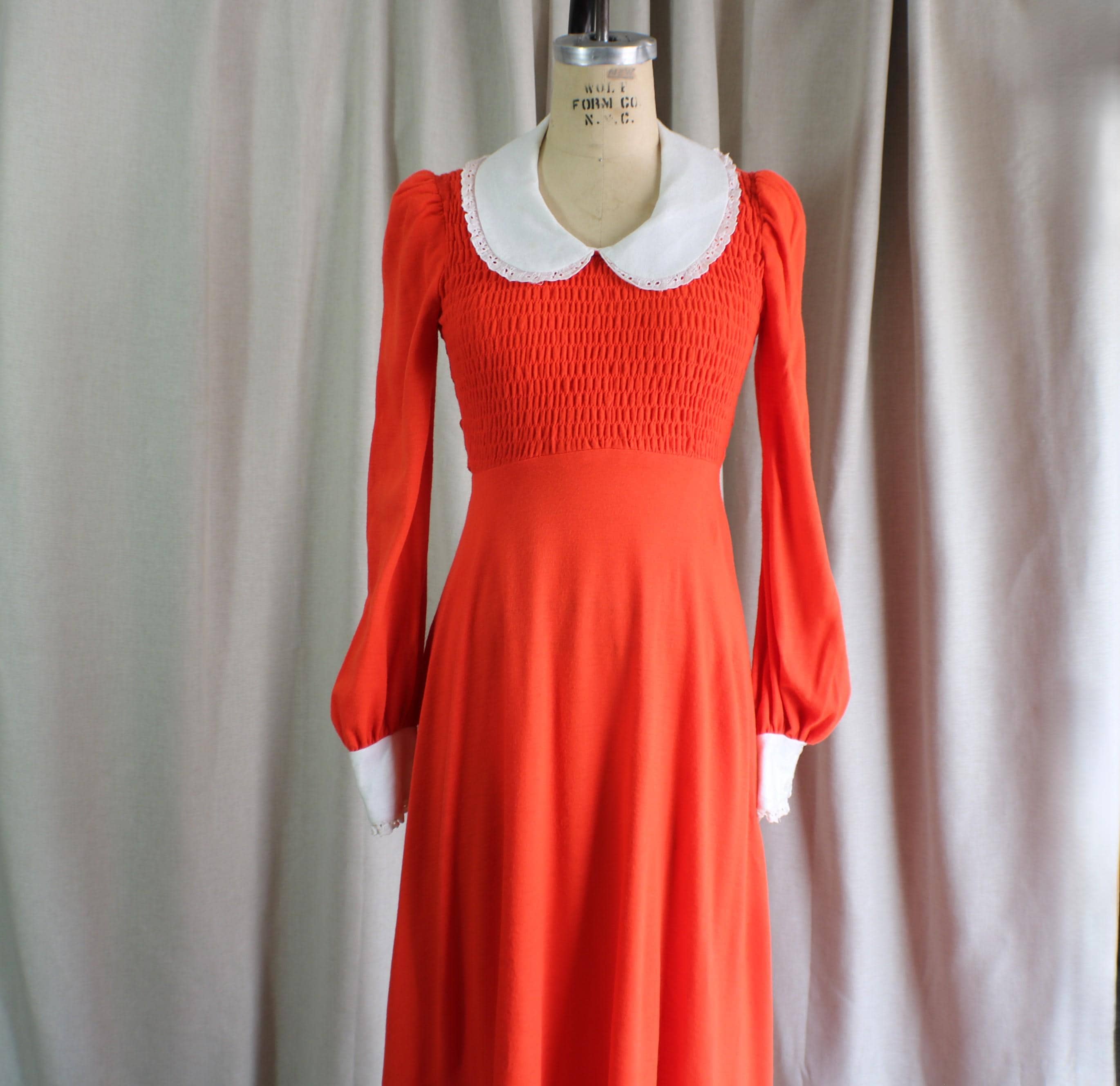 Red Dress With White Collar - Etsy Australia