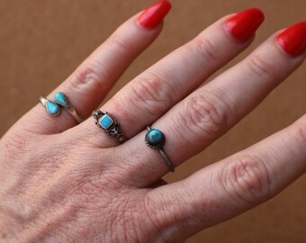 Anillo bohemio de plata de ley, anillo vintage de plata de los años 90, talla 5 1/2