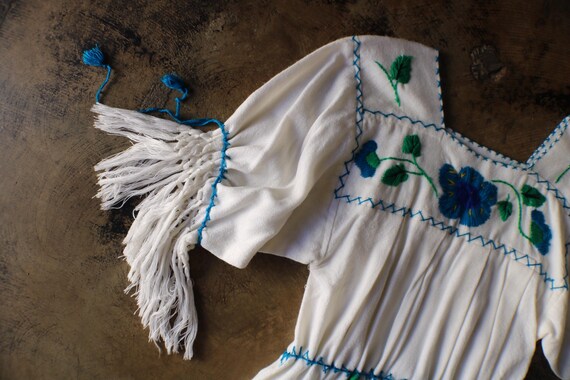 Embroidered Cotton DRESS / Vintage Bohemian Fring… - image 6