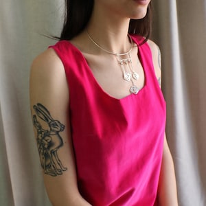 Pink Velvet Shirt / 1960's Sleeveless Blouse / Women's Medium