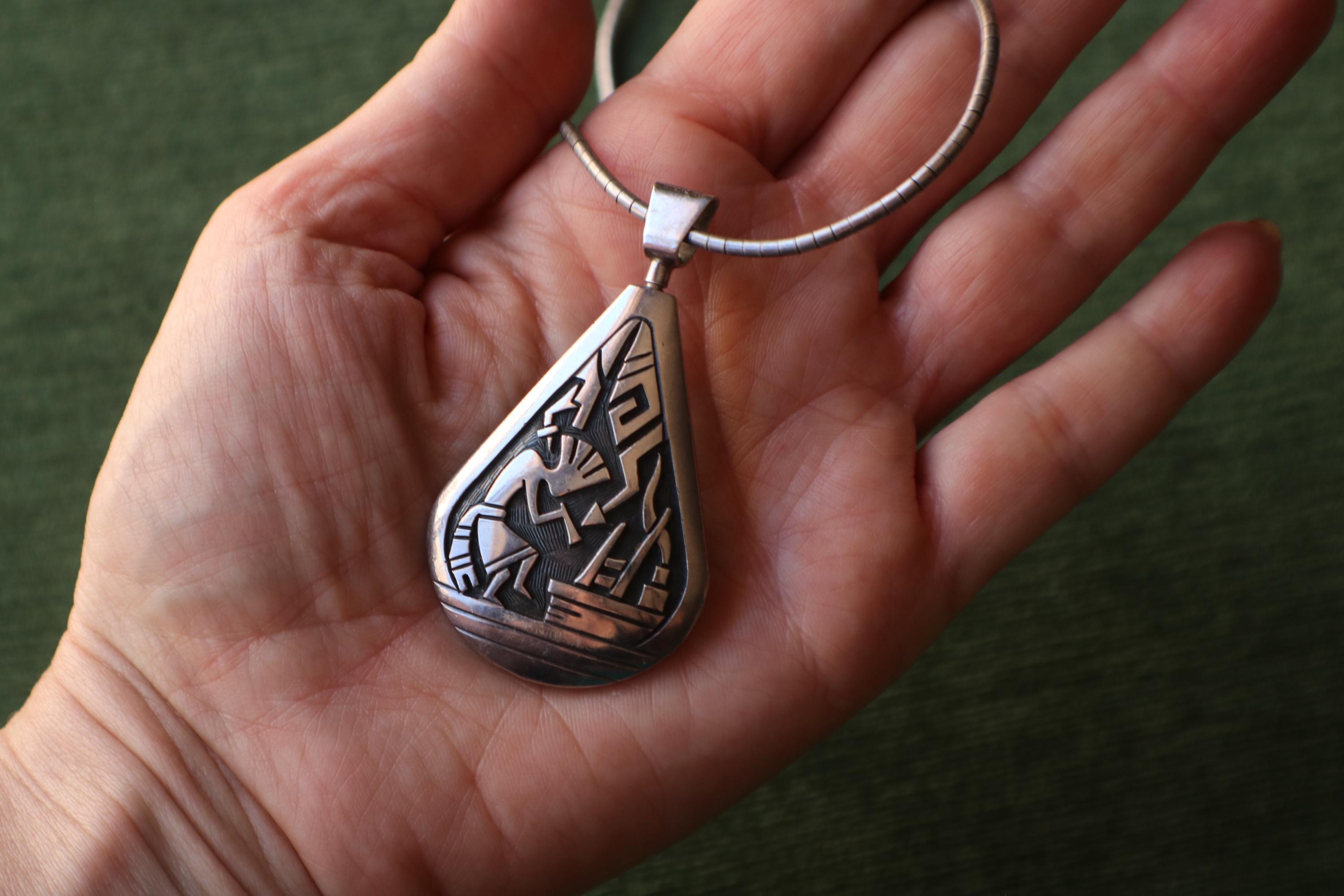 ✨️未使用✨️✯Sterling Silver✯ ⚡️Hopi Pendant⚡ Vintage Hopi Pendant , Southwest Sterling Reversible Necklace