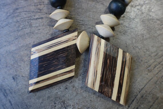 Wood NECKLACE / Linear Natural Jewelry / Vintage … - image 3