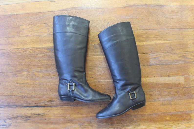 Equestrian BOOTS \/ Tall6 Harness Boots Black \/ Vintage Black Leather \/ Women's Size European 36