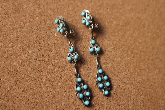 Long Turquoise EARRINGS / 1950's Turquoise Cluster