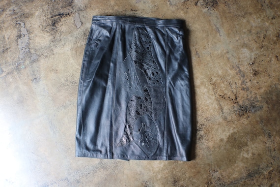 Black leather skirt - Gem