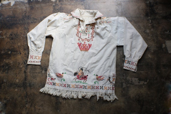 1930's Embroidered Tunic / Antique Eastern Europea