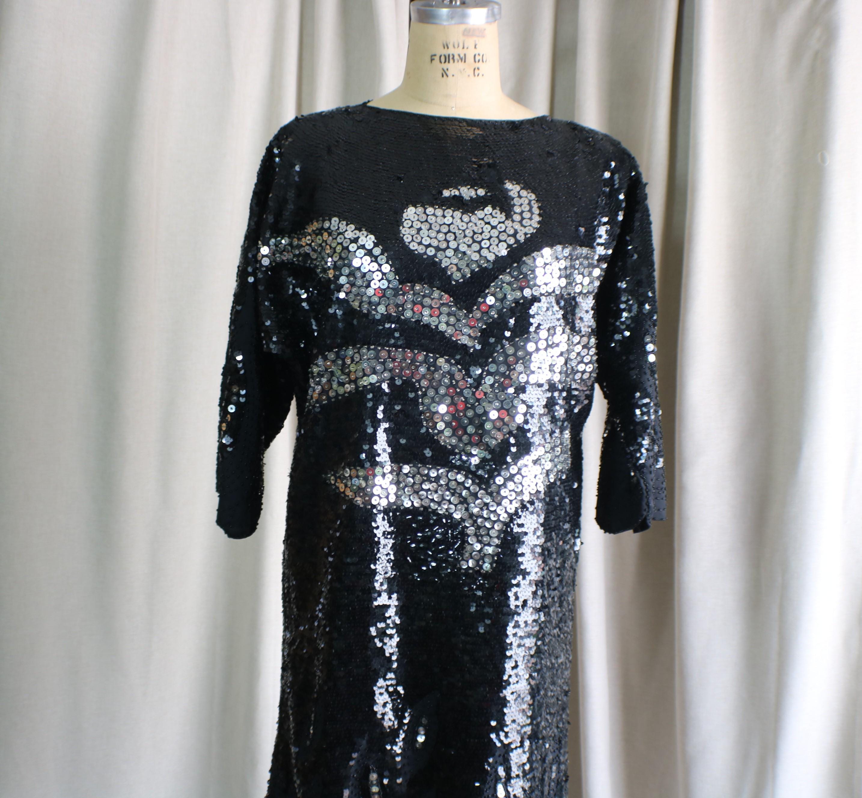 Black and Silver Sequin Dresses - Etsy Black and Silver Sequin Dresses - Etsy