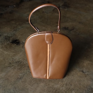 Cartera de piel marrón de los años 50 / Bolso de mano con asa superior / Bolso vintage sencillo