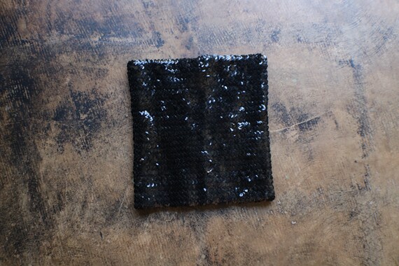Sequined Tube Top / Vintage Black Sequin Top / 80'