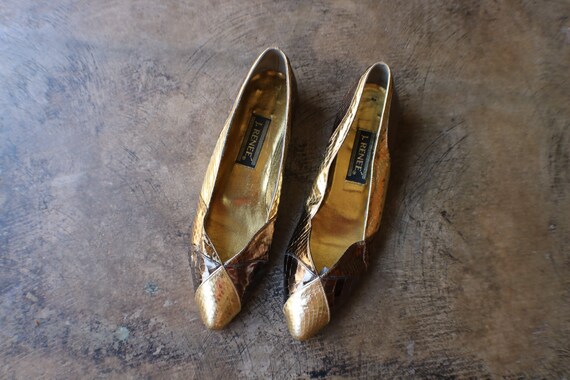 gold leather flats
