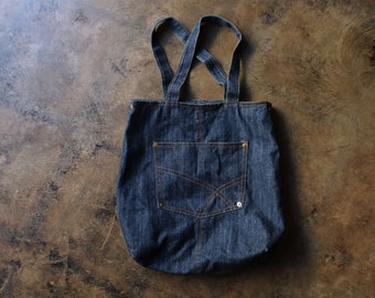 Dark Denim Tote , Vintage Jean bag