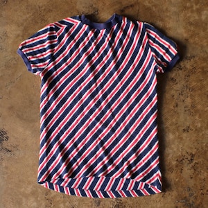 Vintage terrycloth T Shirt / 70&#39;s Red White and Blue Shirt / Women&#39;s Small