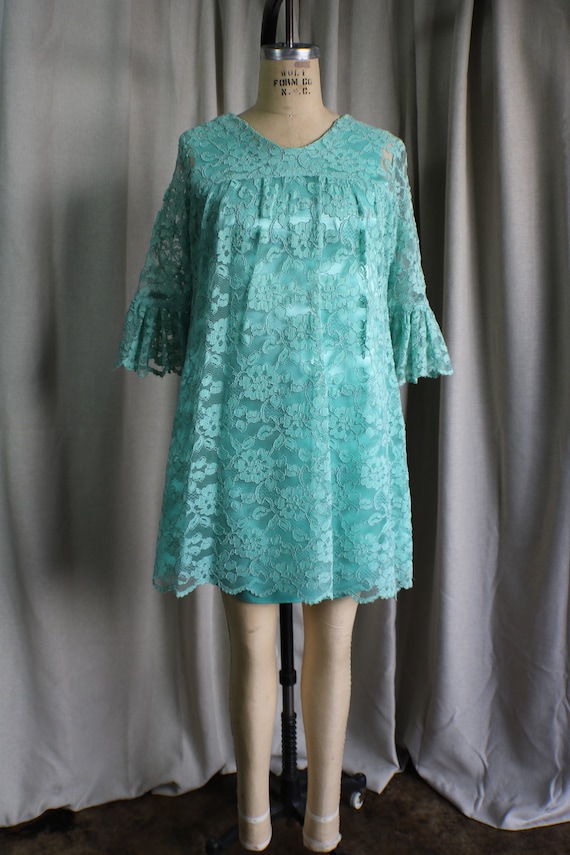 turquoise lace short dress Short Turquoise Lace Formal Cocktail Mini Dress EN1007 Size 20W / Turquoise