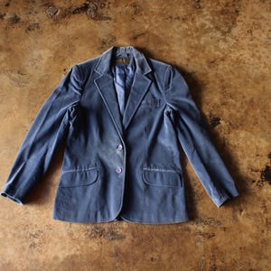 Vintage Velvet Blazer / Women&#39;s Blue Blazer / Small Jacket