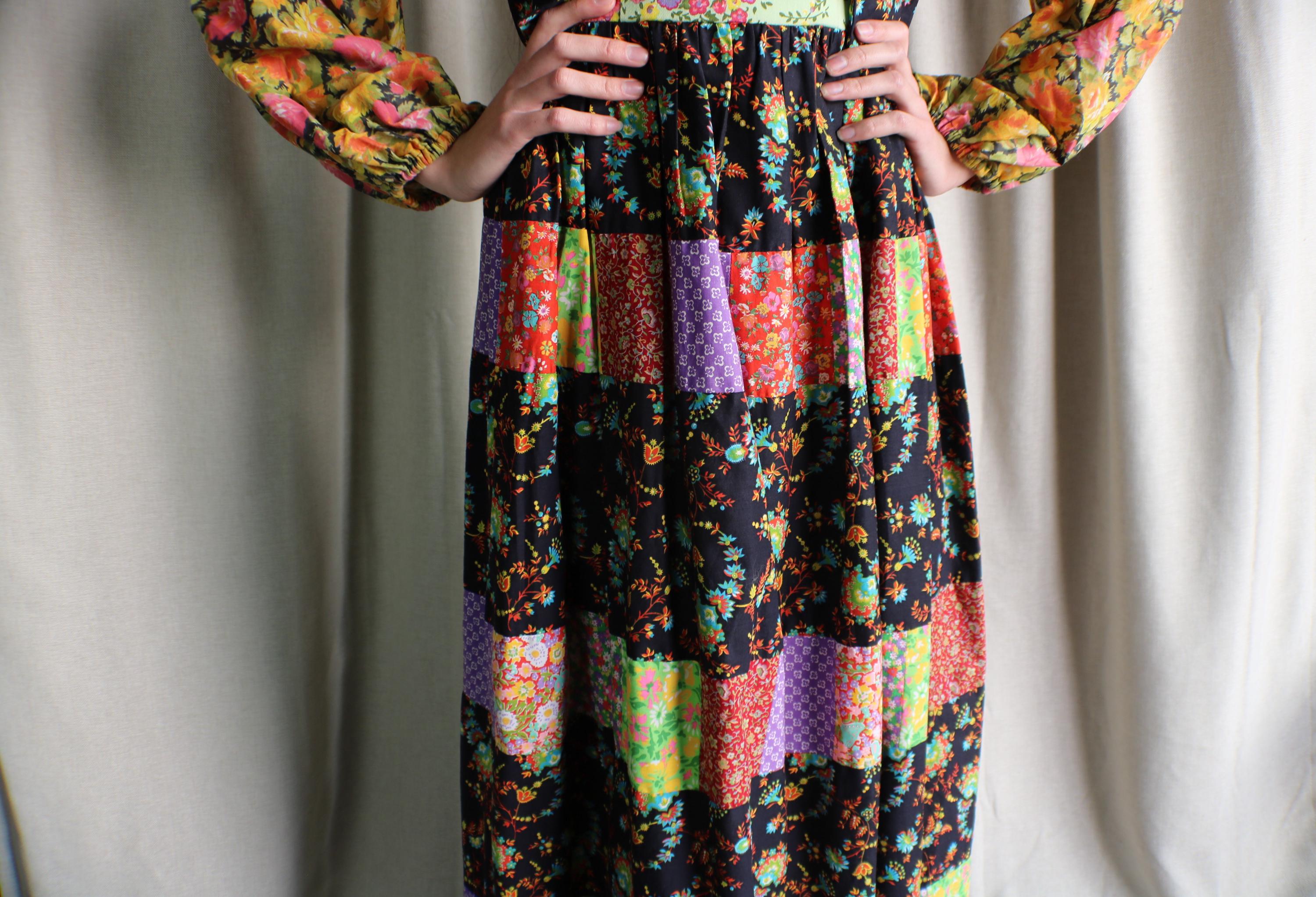 MALION vintage】 flower patchwork backopen dress – ONENESS
