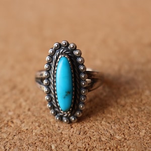 Fred Harvey Era RING , Bell Trading Post Sterling and Turquoise Size  5 3/4