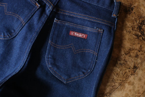 Vintage 70's High Waist Jeans , Dark Wash Wrangle… - image 6