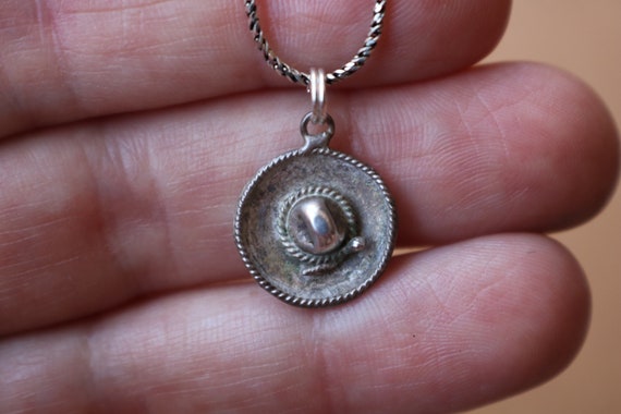 Mexican Sterling Charm Necklace / Vintage Silver … - image 1