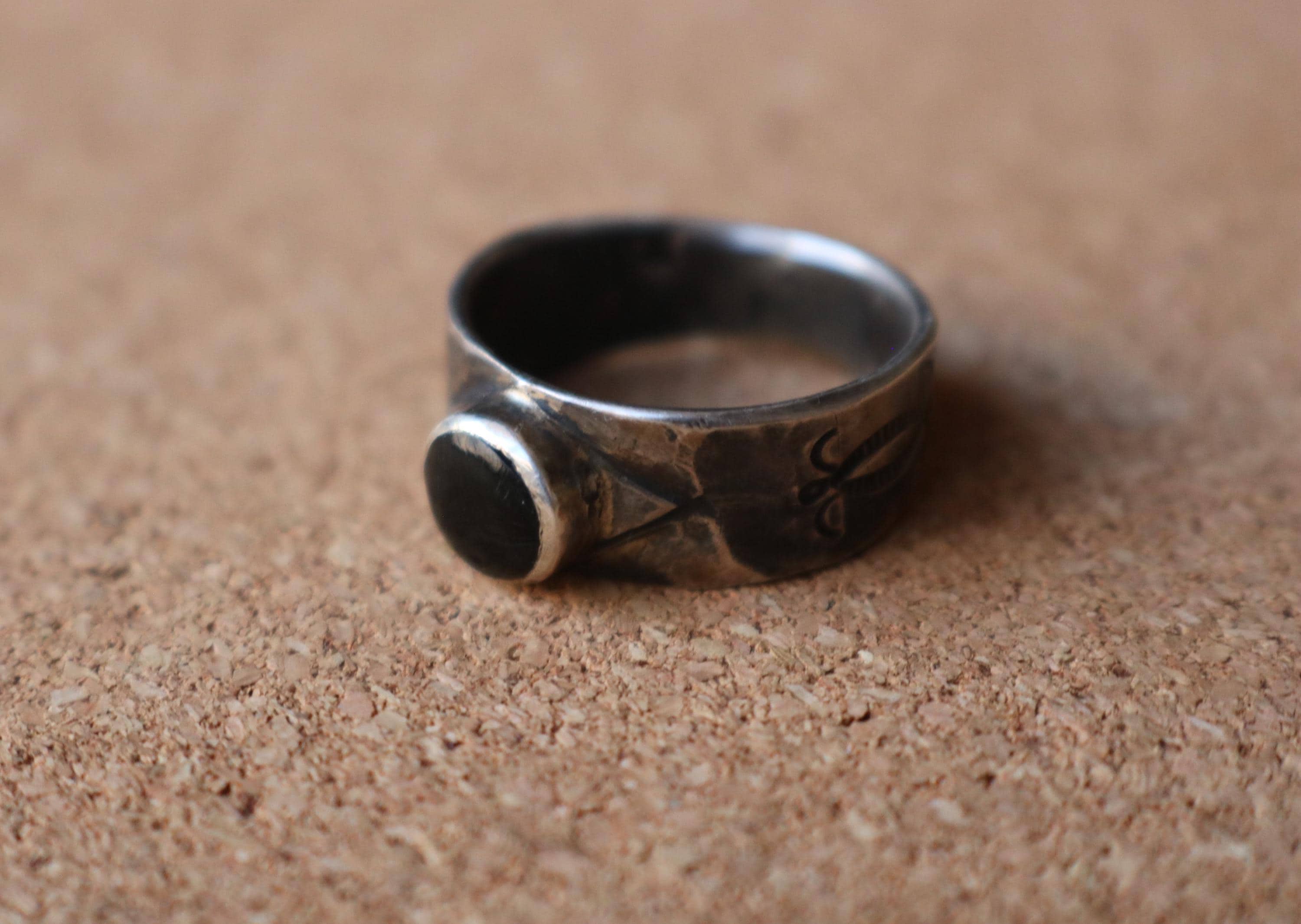 Fred Harvey Style Ring , Southwest Ring Size 7 1/2 , Sterling