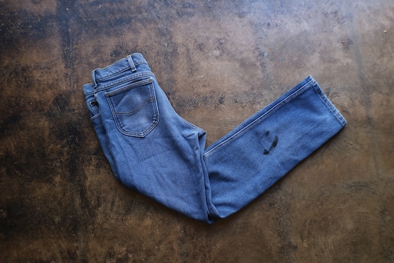 Distressed Lee Jeans /  Vintage Denim / Medium Wa… - image 2