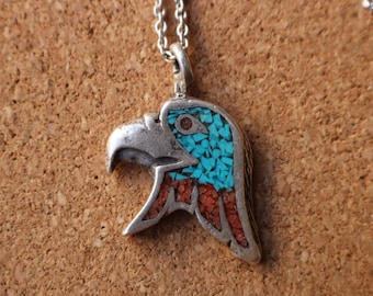 Sterling Eagle Necklace / Vintage Southwest Pendant / Silver Eagle