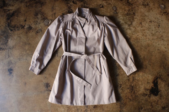 Vintage Grey Trench Coat / Light Weight Micro Ple… - image 4