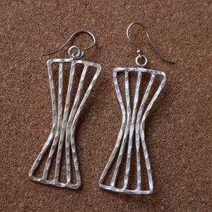 Hammered Sterling Earrings /  Vintage Minimalist Southwest Dangling Silver Earrings
