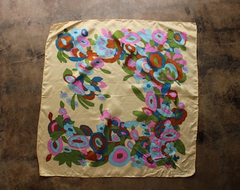 60's Floral Scarf , Printed Handkerchief