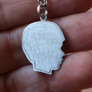 Child Silhouette Necklace / Sterling Face Charm / Vintage Silver Dan Pendant / layering Necklace