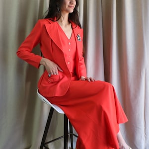 Red Palazo Pants / 70&#39;s Wide Leg Trousers / Small Women&#39;s pants