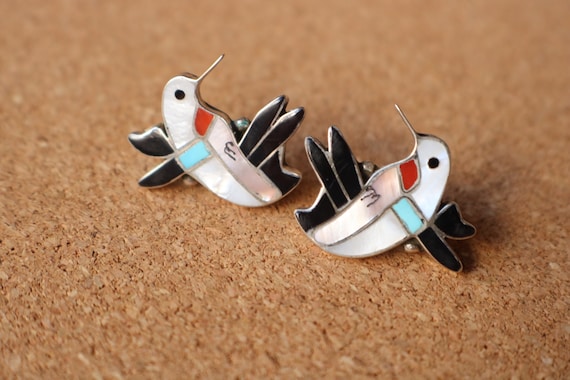 Hummingbird Earrings / Southwest Bird Jewelry / V… - image 1