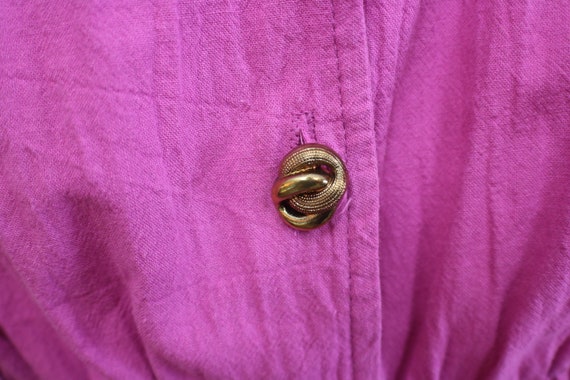 Vintage Fuchsia Jumpsuit / 80's Cotton Pant Jumps… - image 4