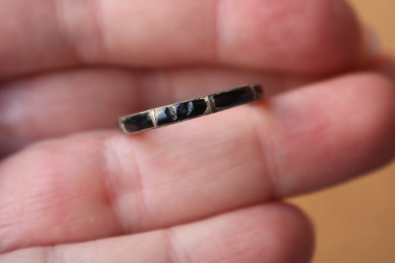 Black Eternity Band/ Sterling Stacking RING /  Vi… - image 3
