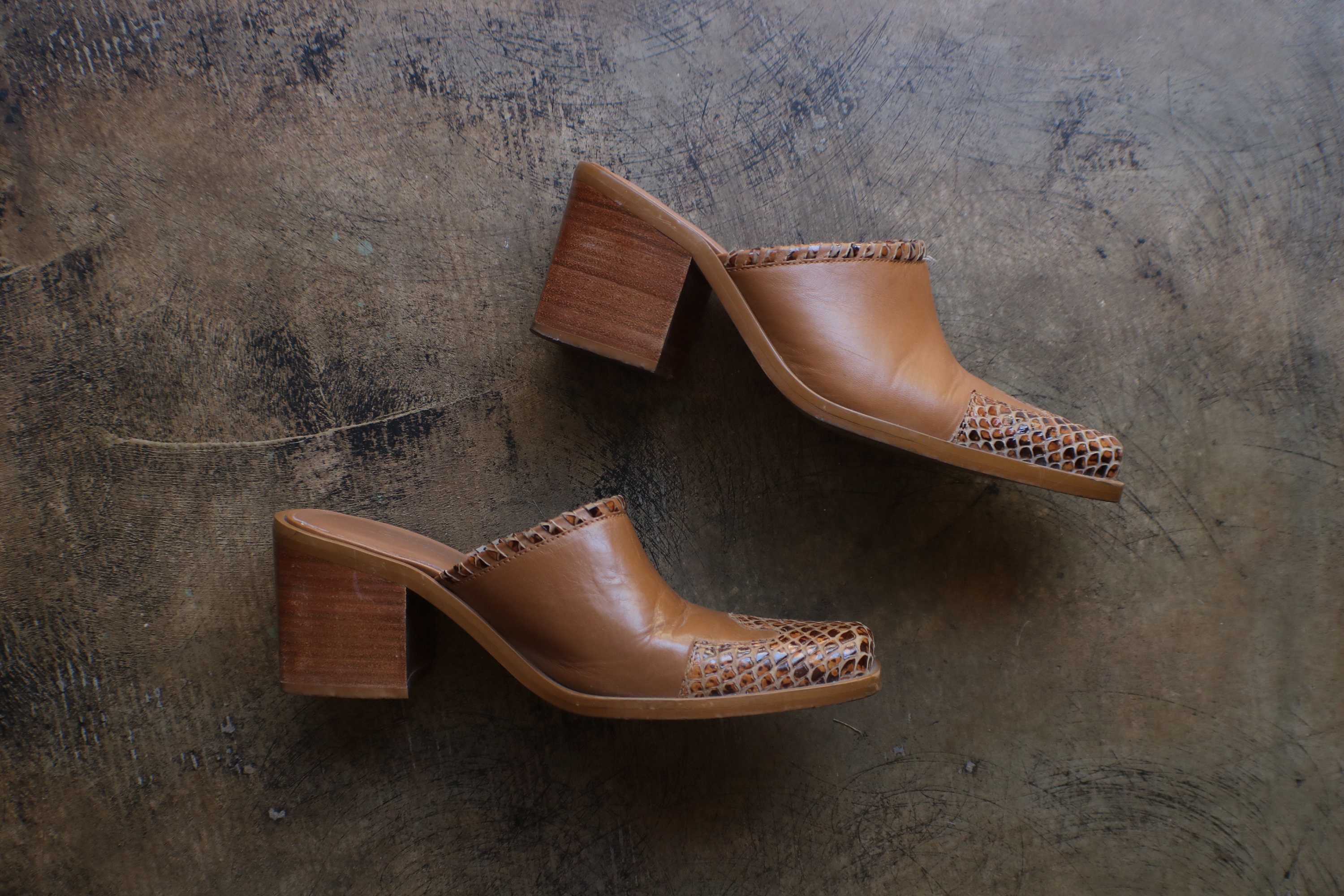 靴 Square Buckle Mules brown 37 B21230s.jpg