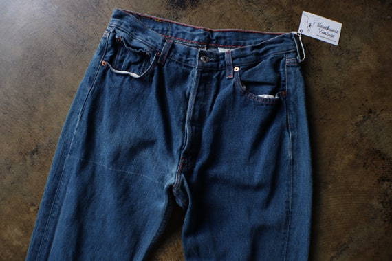 Levis 501 Jeans, 90's Dark Wash DENIM , Levis Red… - image 3