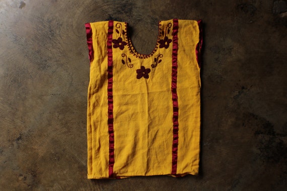 Childs Mexican Dress / Toddlers Maroon and Yellow… - image 4