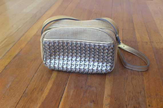 Metallic Purse / Vintage Gold and Silver Basket H… - image 2