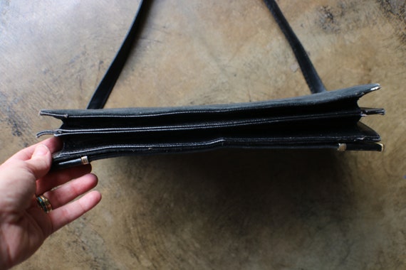 Vintage Black Suede Purse / 60's Long Rectangle L… - image 9