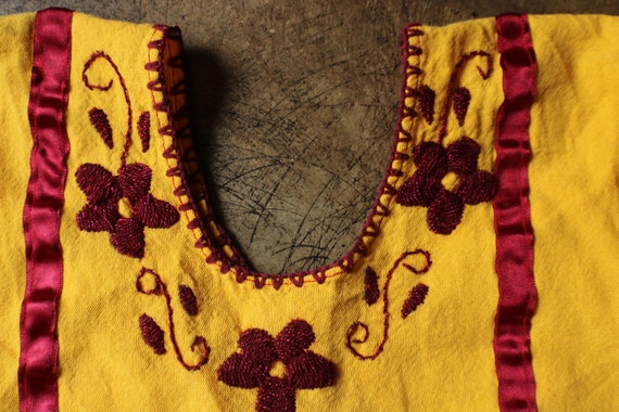 Childs Mexican Dress / Toddlers Maroon and Yellow… - image 3