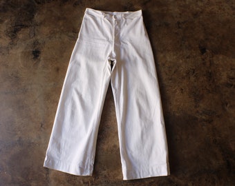 Vintage Navy Trouser / White Cotton Pants / Military