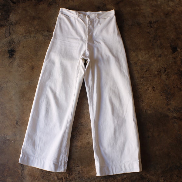 Vintage Navy Trouser / White Cotton Pants / Military