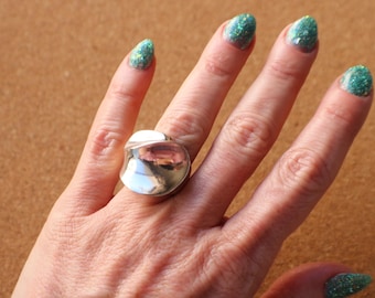 Bague sculpturale en argent sterling, bijoux modernistes vintage, taille 6SS