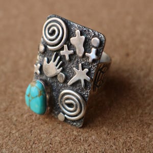 Turquoise Hand RING / Alex Sanchez Jewelry / Sterling Silver