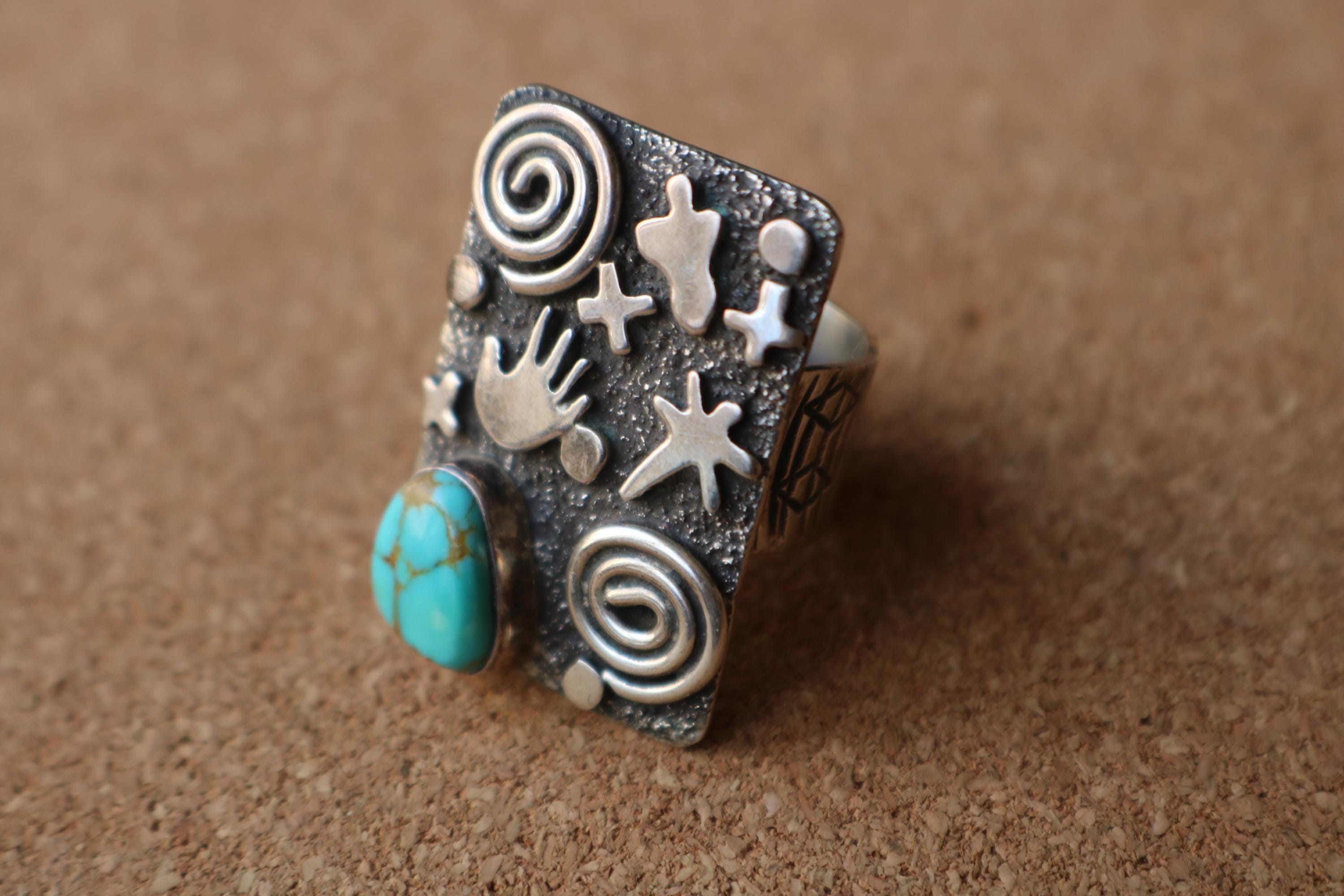 Alex Sanchez アレックスサンチェス シルバーリング 17号 Turquoise Hand RING / Alex Sanchez Jewelry / Sterling Silver